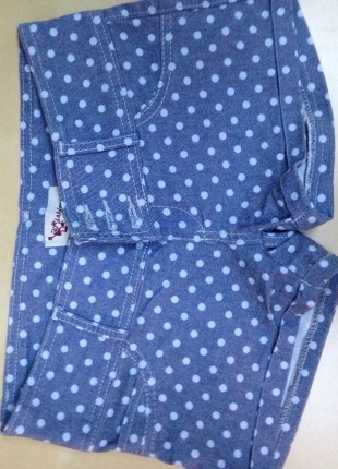 Puantiyeli Denim Şort