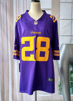 NIKE NFL RUGBY ON FIELD VIKINGS PETERSON 28 PURPLE YELLOW JERSEY