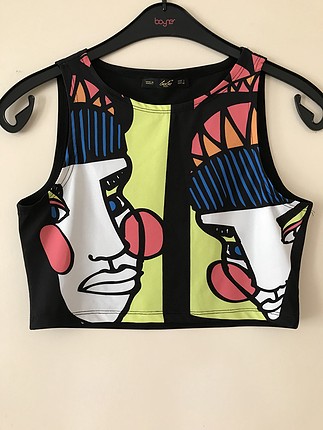 GEOMETRİK DESENLİ RENKLİ CROPTOP