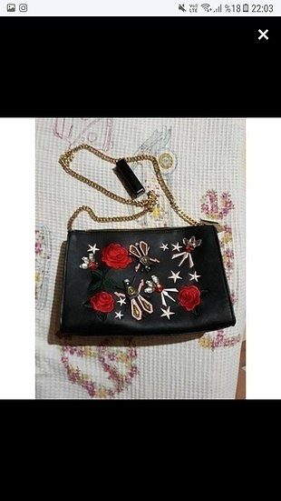 Zara Zara Işlemeli Zincirli Çanta
